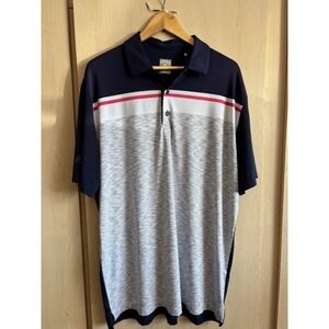 Callaway Golf Opti-Dri Stretch Polo Shirt Striped Mens Large Blue White w/Logo‎